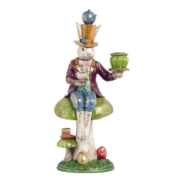 CONIGLIO SU FUNGO RESINA CM.20x16x40,5